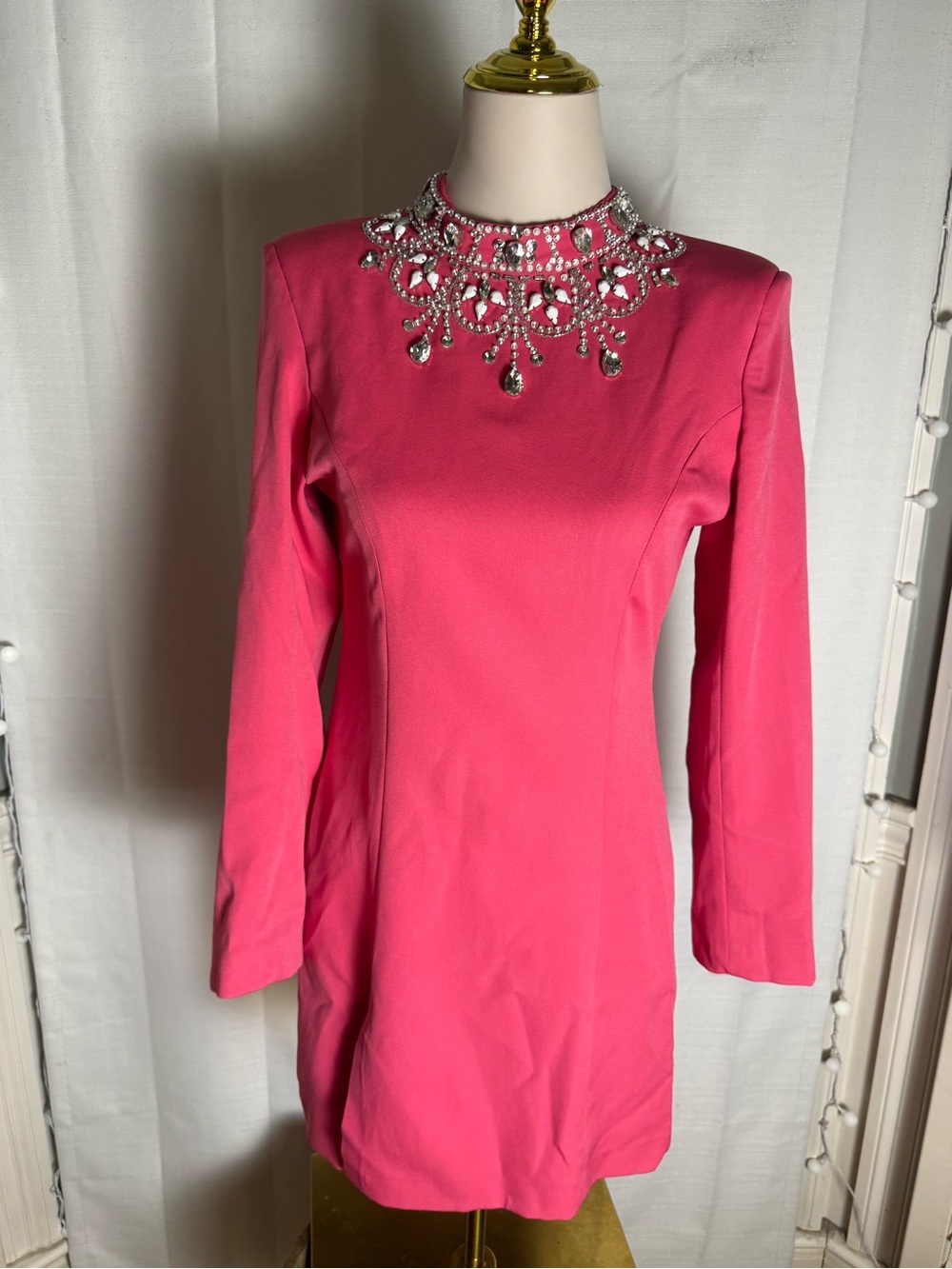 CIN CIN Pink Rhinestone Crystal Embellished Mini Dress Size Small